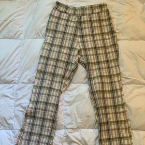 90s/Y2K urban outfitters brown and green checked flare pants